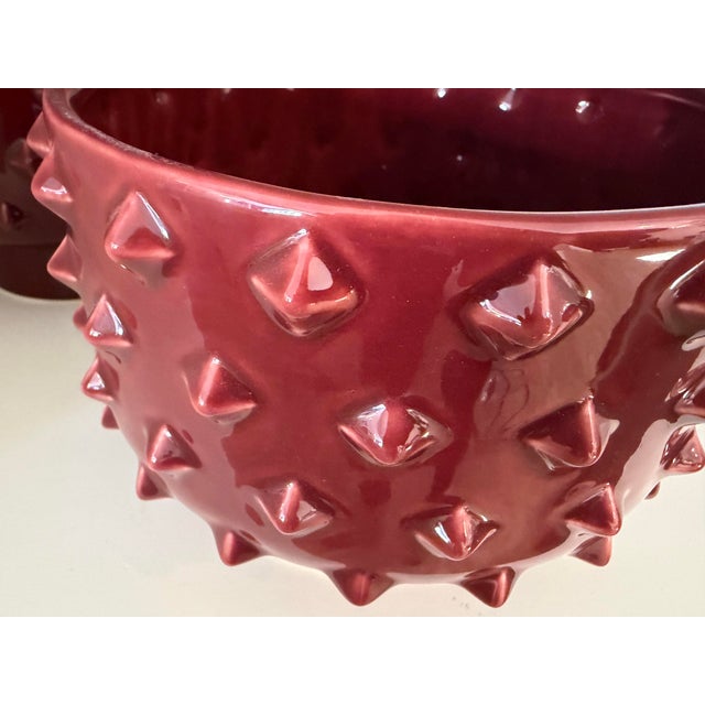 Red Studded Decorative Ceramic Vases, Set of 2.