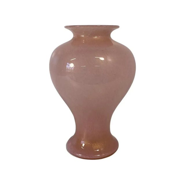 Italian Powder Pink and Gold Leaf Vase in Murano Glass by Barovier & Toso, 1980s For Sale - Image 10 of 10
