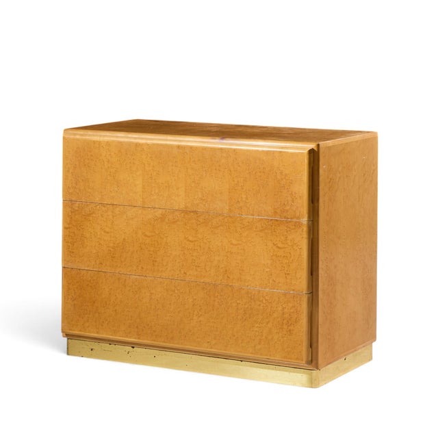Mid-Century Modern Milo Baughman for Thayer Coggin Mid Century Birdseye Maple and Brass Chest of Drawers Dresser For Sale - Image 3 of 8