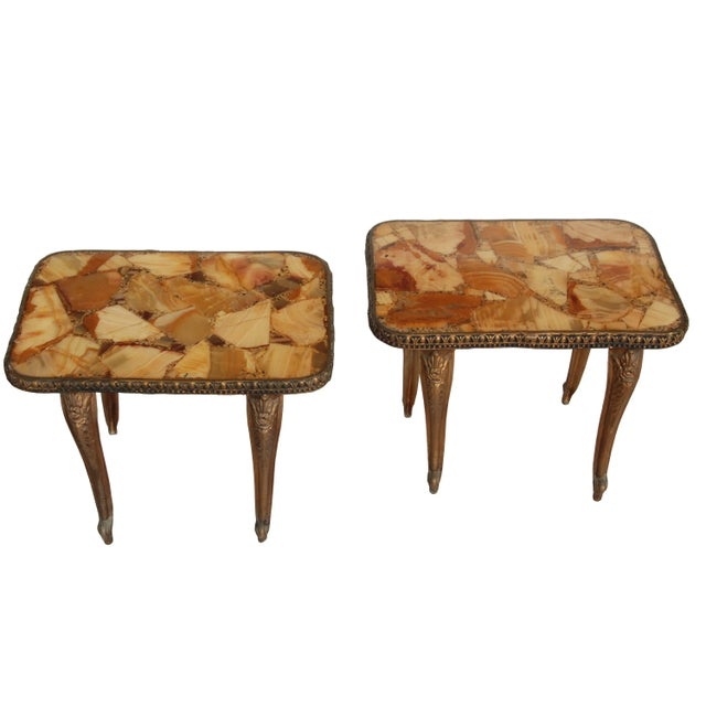 1960s Hollywood Regency Agate Side Tables - a Pair For Sale - Image 9 of 9