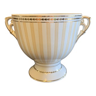 White and Gold Footed Vase Bowl For Sale