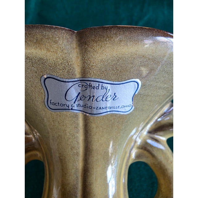 Olive Mid-Century Gonder Ceramic Vase For Sale - Image 8 of 11