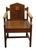 Unique Arts & Crafts dark and light wood tone chair with a small carved detail on the back. It is in overall good...