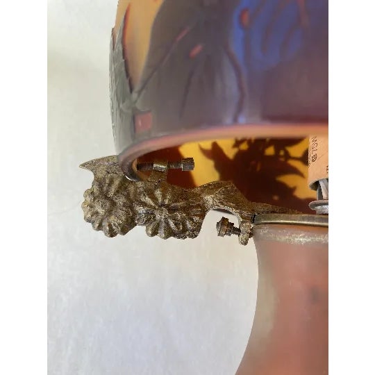 1910s Antique 1910s Art Nouveau Paul Nicolas d'Argental French Carved Roses Cameo Art Glass Lamp For Sale - Image 5 of 7