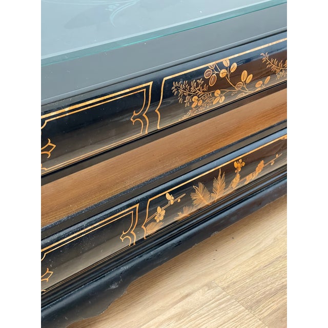1960s 1960s Maitland Smith Style Black Lacquer Book Coffee Table With Drawers For Sale - Image 5 of 8