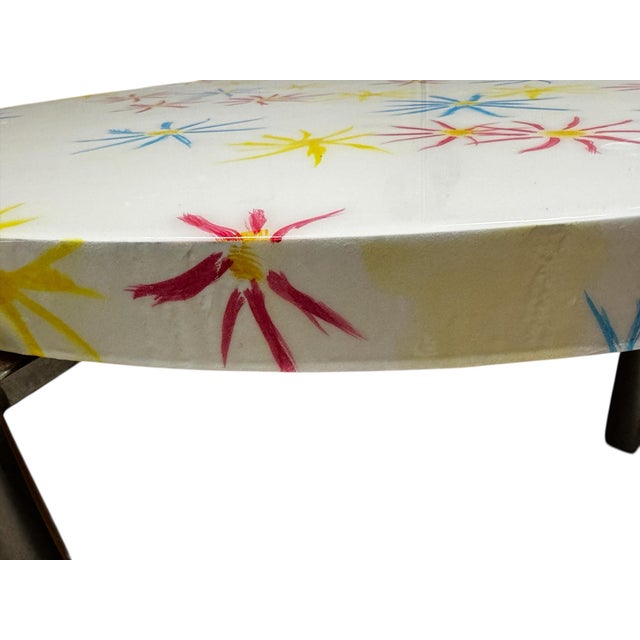 Plastic Vintage 1960’s-70’s Retro Dinette Set With Yellow Barrel Back Chairs For Sale - Image 7 of 12