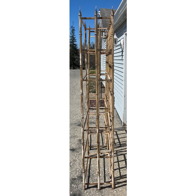 Hollywood Regency 1970s Pair of Hollywood Regency Style Faux Bamboo Iron Etageres For Sale - Image 3 of 6