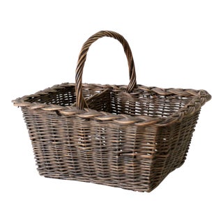 Vintage Wicker Tiered Basket For Sale