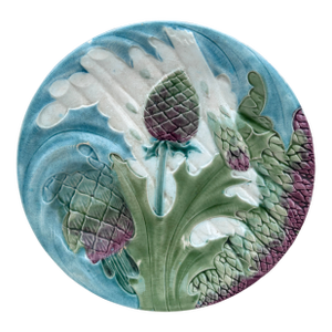 Majolica Asparagus Plate Luneville Keller & Guerin, Circa 1890