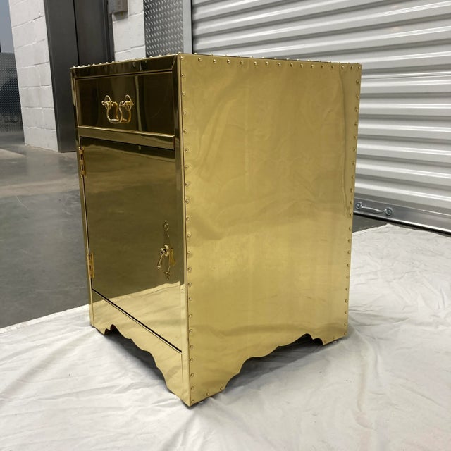 Brass-Clad Campaign Style Nightstand From Sarreid Ltd. Spain For Sale In Denver - Image 6 of 13