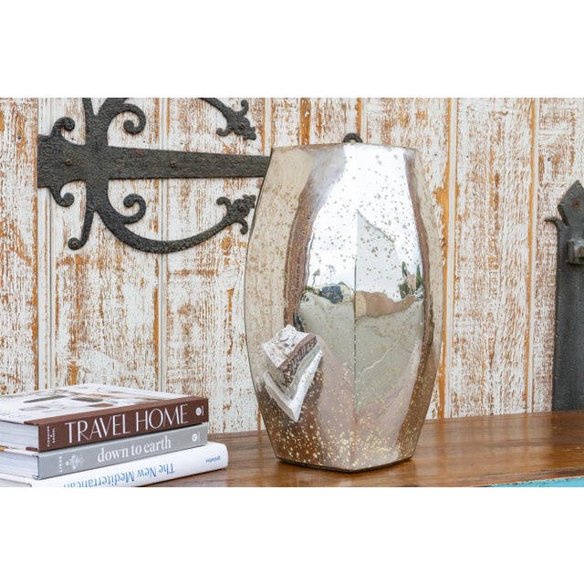 Silvered Tall Glass Vase For Sale In Los Angeles - Image 6 of 8