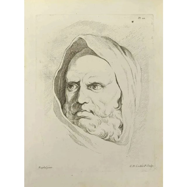 Portrait after Raphael is an etching realized by Nicholas Cochin in 1755. Signed in the plate. Good conditions with...