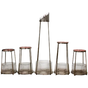 Modernist Art Deco Nickel Chandeliers - Set of 5