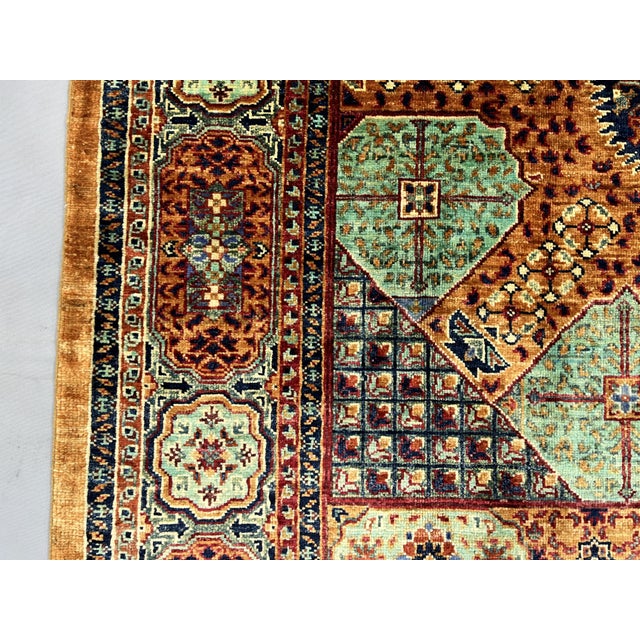 Orange and Teal Mamluk Style Natural Dye Wool Rug - 5'3" X 6'11" For Sale - Image 9 of 14