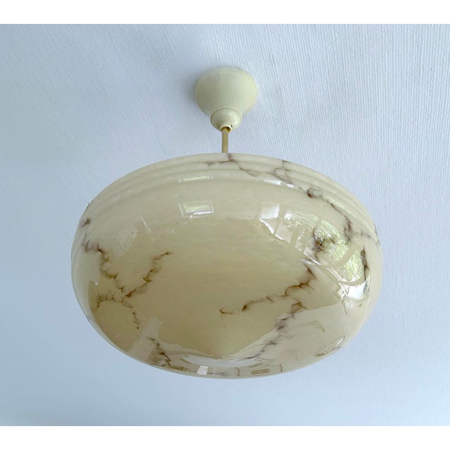 Art Deco Ivory Glass Pendant Light, 1950s For Sale - Image 6 of 18
