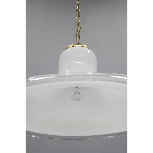 Gold Mid-Century Modern Italian Glass and Brass Pendant Light, 1960s For Sale - Image 8 of 12