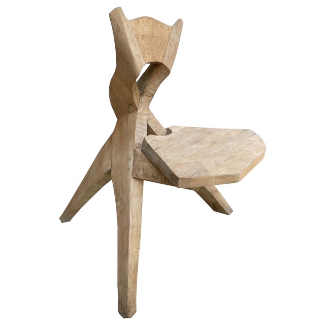 1970s European Studio Art Chair in Carved Wood In the Manner of Jean Touret For Sale - Image 5 of 18
