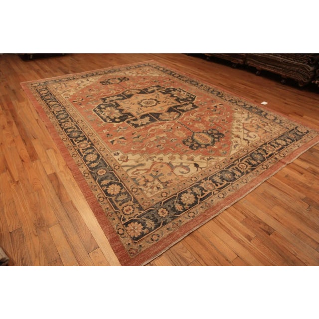 A Beautiful Rustic Classic Persian Heriz Design Modern Geometric Area Rug, Country Of Origin: Central Asia, Circa Date:...