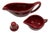 1950s Mid-Century Modern Burgundy "La Linda" Gravy Boat, Creamer, Salt Shaker Set by Bauer For Sale