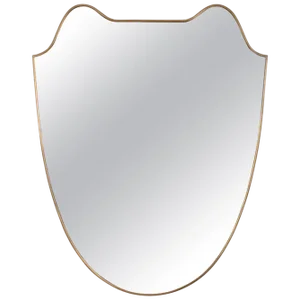 Brass Frame Shield Shape Mirror, Italy, 1950s