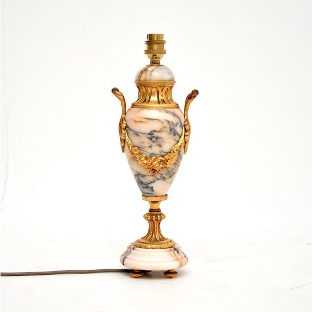 Antique French Marble and Gilt Bronze Table Lamp, 1890s For Sale - Image 4 of 9