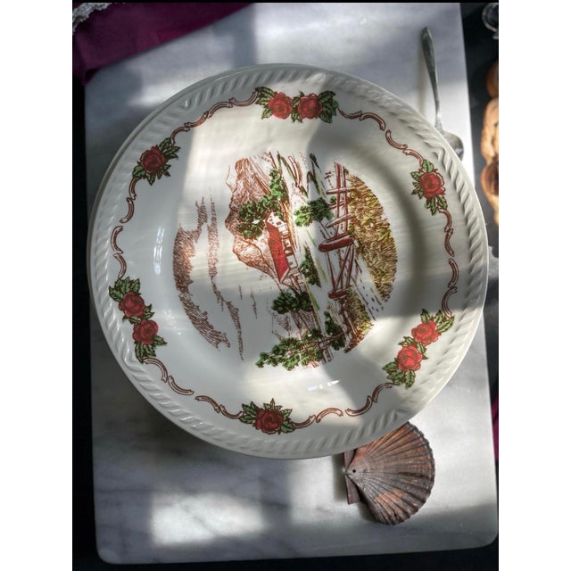 Red 1940s Norwegian Figgjo Flint 10 1/8” Dinner Plates - Set of Seven (7) For Sale - Image 8 of 8