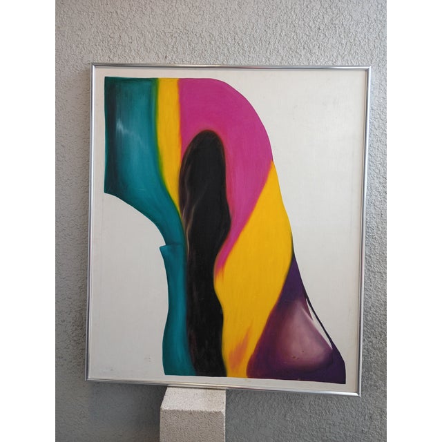 Yellow Large 1970s Mid-Century Color Field Abstract Painting by John David Rigsby For Sale - Image 8 of 10