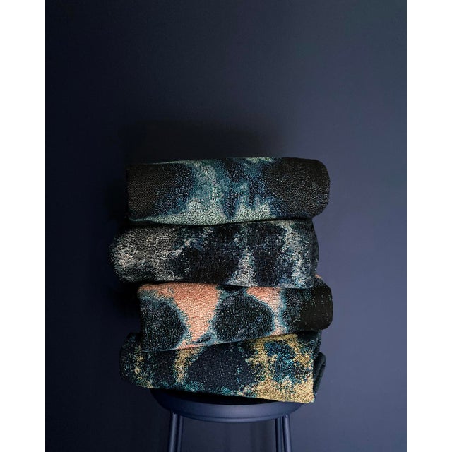 Textile Rousseau Silver Pleat Abstract Pattern Fringed Throw Blanket For Sale - Image 7 of 7