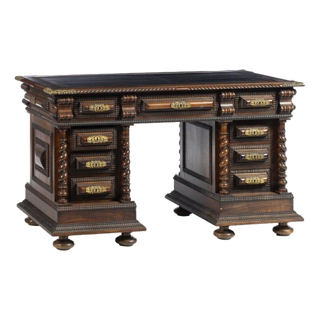 Secretary Desk with Twisted Edges in Fine Wood, 19th Century For Sale