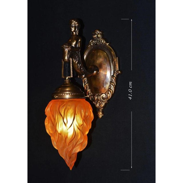 French Empire Bronze Siren Sea Nymph Figural Wall Light Sconce, 1930s For Sale - Image 14 of 18