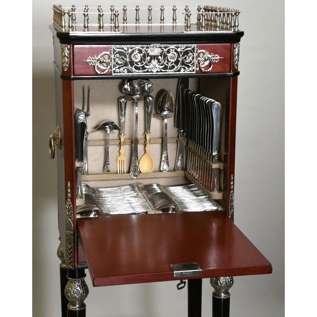 Silver WMF 219 Silverplate 135-Piece Flatware Set With Original Cabinet – Mid-Century German Estate Service For Sale - Image 8 of 14