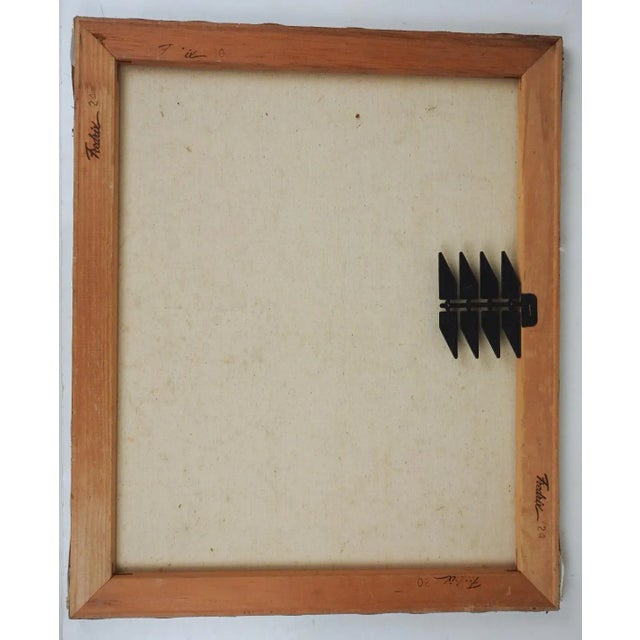 Textile Vintage Mid 20th Century Abstract Modernist Still Life Violet Flowers Painting For Sale - Image 7 of 7