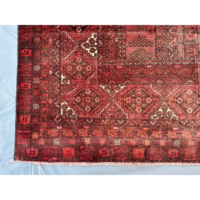 Textile Burgundy Adraskan Baluch Hand-Knotted Wool Rug - 8'4" X 5'8" For Sale - Image 7 of 13