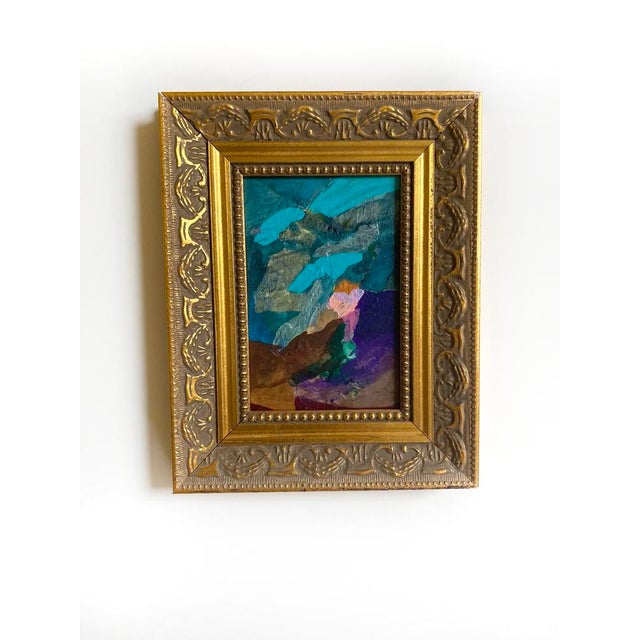 2020s "Jeweled Sky" Pair of Mini Paintings With Vintage Frames by Jessalin Beutler For Sale - Image 5 of 7