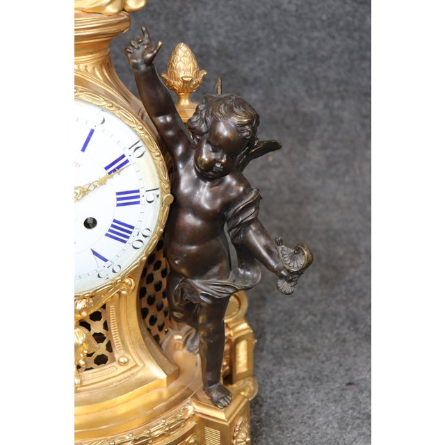 19th C. French Louis XV Style Ormolu & Bronze Clock Set by Balthazard Paris For Sale - Image 17 of 17