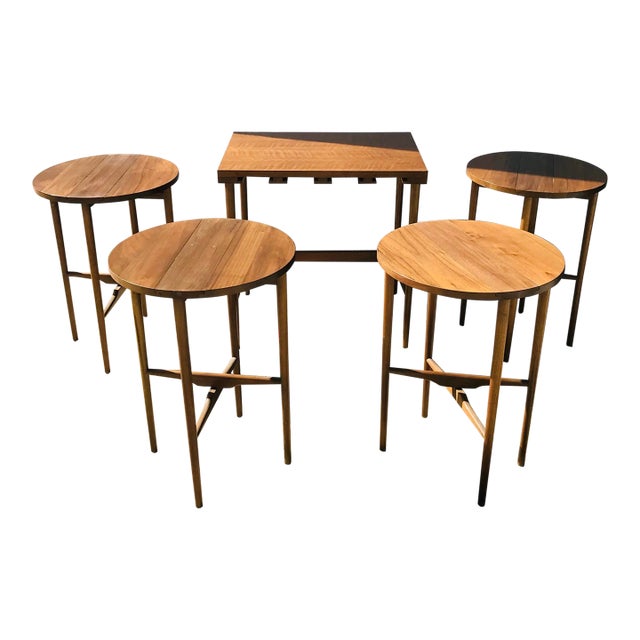 Bertha Schaefer MCM 1950s Set of Four Nesting Tables in Walnut, Made in Italy For Sale