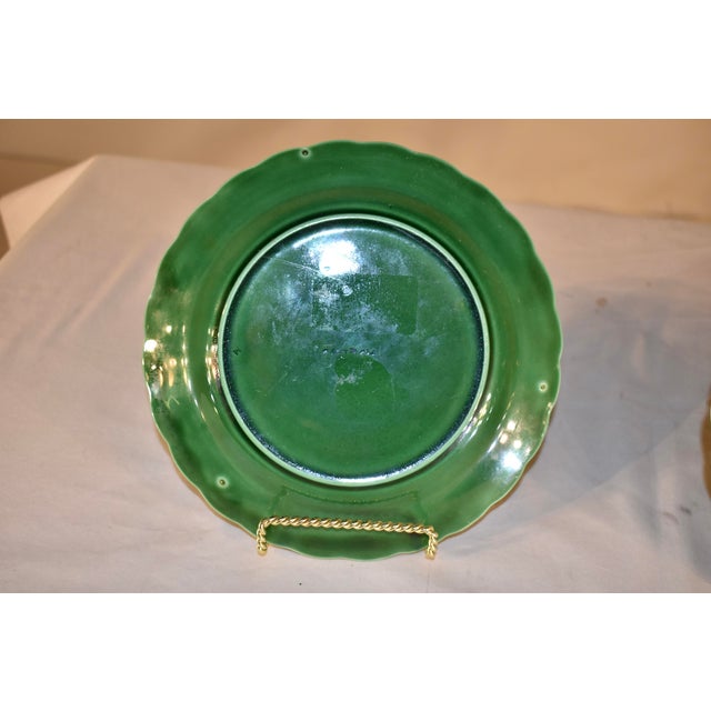 Pair of 19th Century Wedgwood Green Majolica Sunflower Plates For Sale - Image 9 of 9