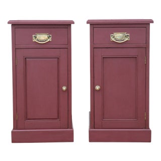 Antique Red Painted Bedside Tables, 1900s, Set of 2 For Sale