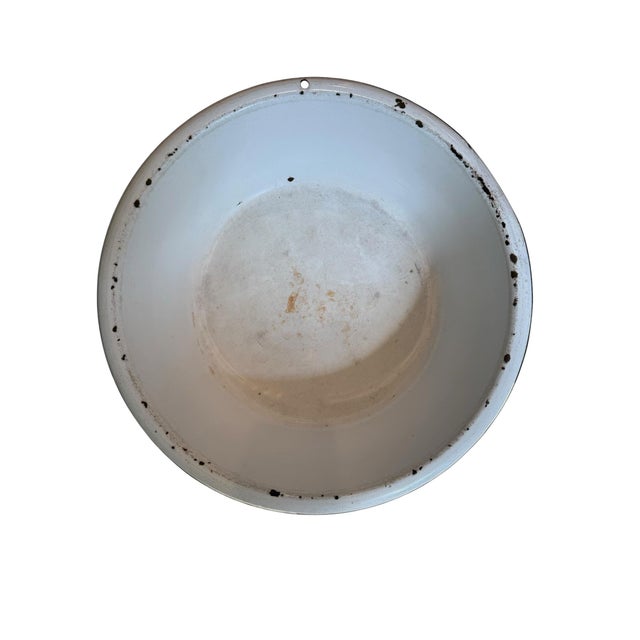 19th-Century Large Scale 17” White Enamelware Basin Bowl For Sale - Image 6 of 8