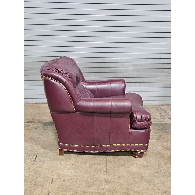 Traditional Late 20th Century Hancock & Moore Burgundy Leather Club Chair Arm Chair W Match Ottoman For Sale - Image 3 of 13