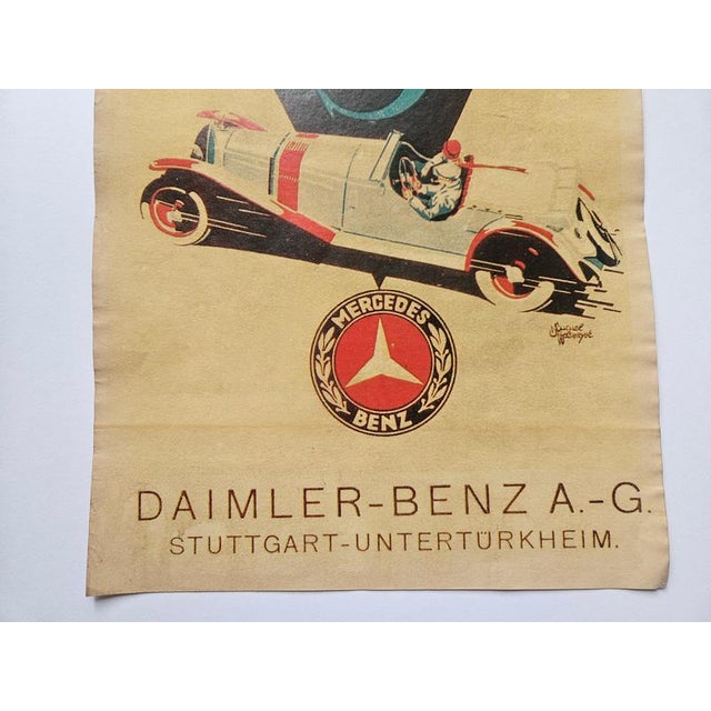 Art Deco Mercedes Benz Automobile Advertising Poster, 1930s For Sale - Image 3 of 7