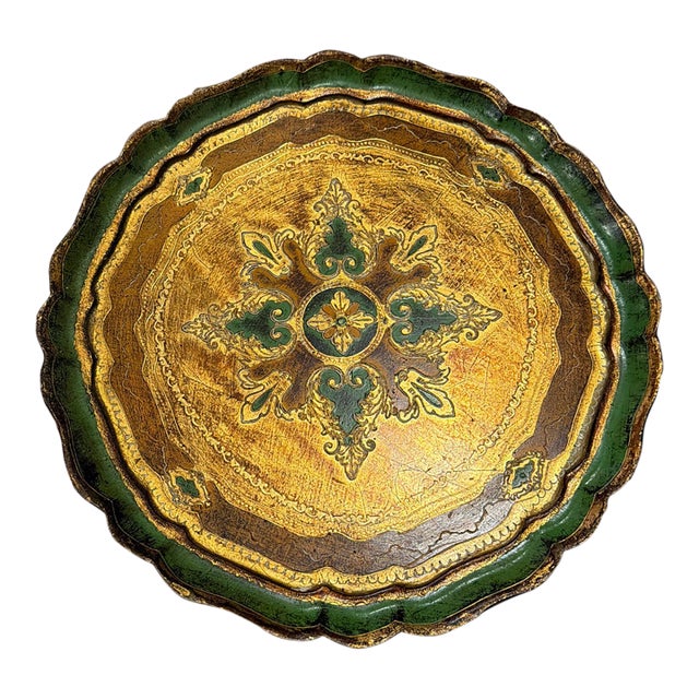 Mid 20th Century Round Italian Florentine Gilt Tray For Sale