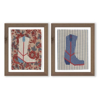 Hattie and Dottie by Willa Heart in Walnut Frame, Set of 2 Mini Art Prints For Sale