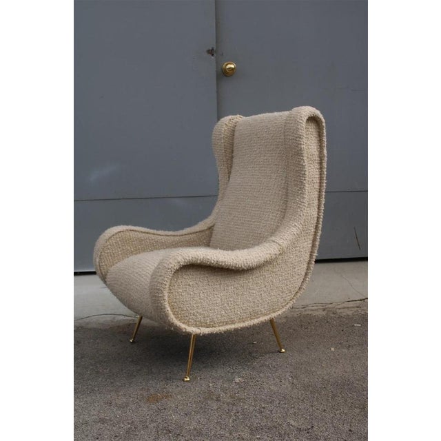 Mid-Century Modern Senior Armchair in Wool & Brass by Marco Zanuso, 1950s For Sale - Image 3 of 15