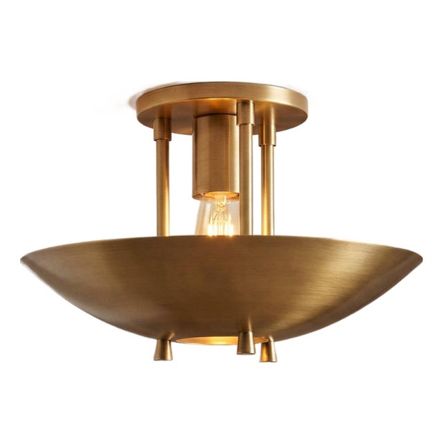 Handmade Mid-Century Modern Brass Flush Mount Ceiling Light Art Deco Organic Design Lighting for Entryway, Bedroom, Dining For Sale