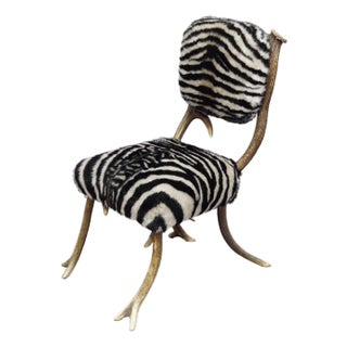 Black Forest Antler Parlor Chair With Fur Cover 19th Century For Sale