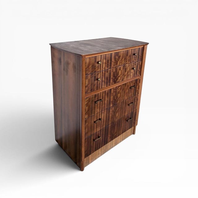Mid-Century Modern Mid-Century Walnut Uniflex Tallboy Chest of Drawers, 1960s For Sale - Image 3 of 10