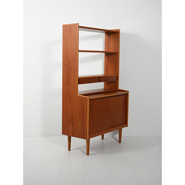 Scandinavian Teak Bookcase with Suspended Drawers, 1950s For Sale - Image 6 of 10