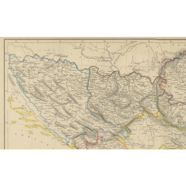 Black Antique Hand-Colored Map of Turkey in Europe and the Balkans, 1860s For Sale - Image 8 of 9