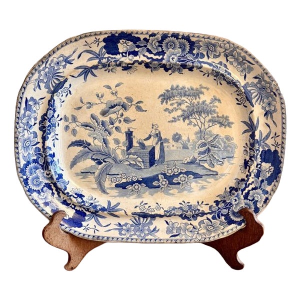 Antique Victorian Blue and White Meat Platter, 1890 For Sale